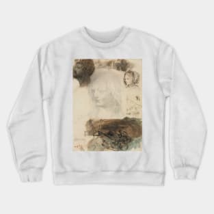 Sheet of Studies and Sketches by Edgar Degas Crewneck Sweatshirt